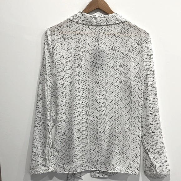 Adrianna Papell Polka Dot Long Sleeve Blouse Bundle Size Large Shawl Collar Wrap - Picture 11 of 15